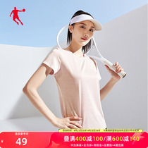 中国乔丹短袖T恤女2024夏季新款女士轻薄透气速干运动健身短t衣服