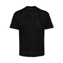 Armani阿玛尼男装新款夏季体恤男士高端品牌纯棉印花黑色短袖T恤