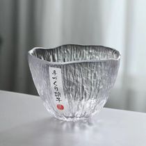 日式大号雨落锤纹小茶杯手工主人杯玻璃日本清酒杯功夫茶具单杯