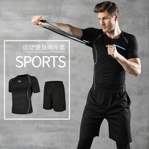 男士健身房运动套装夏紧身速干衣训练服篮球短袖短裤跑步服两件套