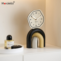 Mandelda奶油风客厅桌面摆件家居装饰品钟表电视柜玄关创意时钟