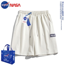NASA联名纯色外穿短裤男士夏季潮牌针织五分裤情侣款宽松大码裤子