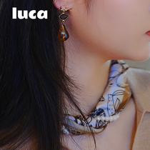 Luca商场同款 中古感水晶耳坠女银针耳环轻奢高级感时尚vintage