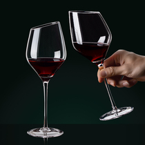 红酒杯轻奢家用勃艮第高脚杯大肚斜口水晶玻璃精致葡萄酒杯子套装