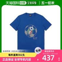 香港直发Armani阿玛尼男士T恤蓝色足球图案柔软宽松休闲透气