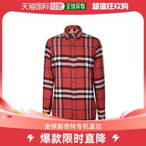 【99新未使用】香港直邮Burberry 博柏利 男士格纹全棉长袖衬衫红