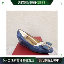 香港直邮Salvatore Ferragamo菲拉格慕绿色女士坡跟鞋0585075