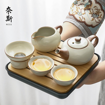 汝窑功夫茶具套装家用个人专用女士精致单一两人茶盘简易茶壶茶杯