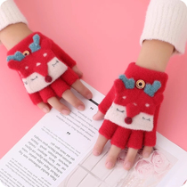 女童冬季加厚保暖手套儿童分指小童男宝宝半指套写字小女孩五指套