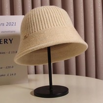针织纯色渔夫帽子女秋冬季时尚韩版简约毛线帽户外保暖青年水桶帽
