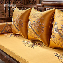 新中式红木沙发垫罗汉床靠背垫套子四季通用套罩高端防滑棉麻垫子