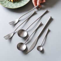 日式ins304不锈钢 复古做旧西餐刀叉勺餐具套装长柄水果叉搅拌勺