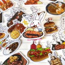 满包邮手账贴纸 创意卡通兔子食物系列儿童DIY相册日记装饰手账贴