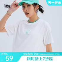 中国乔丹质燥蜡笔小新联名短袖t恤女2024夏季新款宽松女士上衣女
