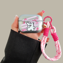 粉色线条小狗airpodspro2保护套适用苹果蓝牙耳机壳2代磨砂电镀3代硅胶pro卡通可爱女生1代套全包防摔新款软