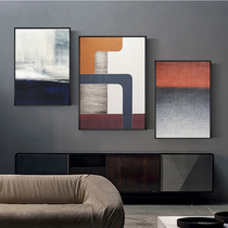 抽象几何橙色挂画现代简约客厅装饰画玄关过道壁画竖版三联画轻奢