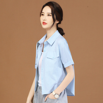 韩潮袭人2023夏季新款纯色休闲短袖衬衣吊带两件套女士衬衫设计感