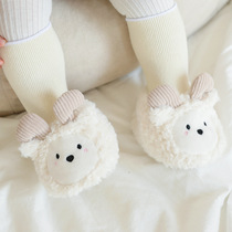宝宝学步鞋加绒加厚婴儿冬季可爱保暖室内袜鞋男女宝防滑地板鞋袜