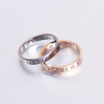 情侣戒指设计小众 18K彩金色不掉色钛钢戒指女尾戒闭口指环对戒
