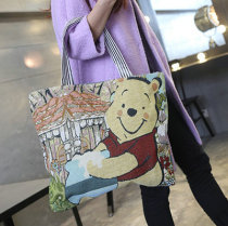 新款韩版休闲维尼熊帆布包包大容量购物手提袋女士包单肩包沙滩包