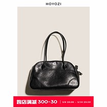 【小优家包包】HOYOZI黑色手提保龄球托特包女2024新款大容量单肩