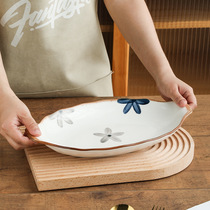 日式简约鱼盘家用复古陶瓷餐具装蒸鱼盘2022新款寿司盘子大码菜盘