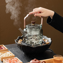 蒸煮茶壶电陶炉加热玻璃烧水壶家用室内中式围炉煮茶器具茶杯套装
