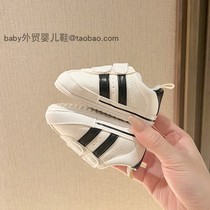 春秋新款0-1岁男女宝宝软底拼色鞋3-5-7八十个月婴儿学步小白鞋