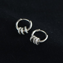 925银耳圈个性镶嵌锆石男士耳坠时尚女今年新款独特的纯银耳环