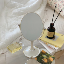 化妆镜学生宿舍桌面镜子家用圆形双面镜便携台式镜简约化妆镜女