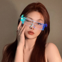 赛博朋克LED发光眼镜网红蹦迪装备未来科技感酒吧表演道具科幻潮