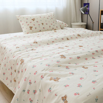 玫瑰小熊卡通全棉床单枕套纯棉被套床笠加厚款可定制搭配三四件套