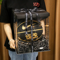ins装篮球的礼盒包装盒透明大号超大正方形生日礼物盒礼品空盒子