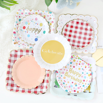 儿童生日一次性餐具盘子纸盘野餐盘蛋糕碟子派对甜品台装饰布置