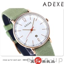 日本代购 ADEXE 女士简约超薄表盘薄荷绿牛仔布皮带休闲手表