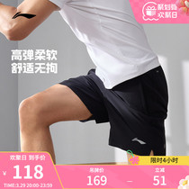李宁运动短裤男士跑步系列健身弹力五分裤男装春季裤子梭织运动裤