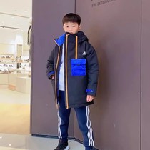 Adidas阿迪达斯儿童户外运动休闲防风保暖中长款羽绒服正品H40336