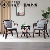 新中式植物真藤休闲椅阳台玛瑙藤椅茶几客厅三件套藤椅古典靠背椅