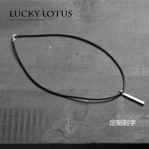 定制luckylotus首饰925纯银长方柱吊坠 男女情侣项链挂坠个性礼物
