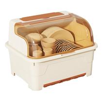 厨房碗碟收纳柜餐具翻盖小型收纳盒碗盘置物架家用大号碗筷沥水盆