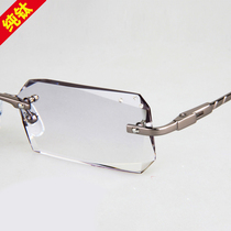 全套韩国无框镶钻切边男士配近视有度数眼镜架纯钛镜框渐变色M13