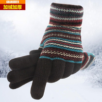 手套男加绒加厚电动车手套保暖手套冬季毛线手套户外骑行棉手套