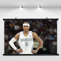 NBA球星高清海报装饰布料画挂画艾弗森掘金时期房间贴画写真墙画