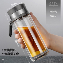 品牌水杯茶水分离玻璃杯大容量个人专用茶杯子可携式.加厚过滤定