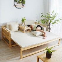 罗汉床新中式实木沙发床两用超大推拉床明式小户型改良伸缩白蜡木