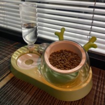 碗猫陶瓷双碗自动饮水狗食盆泰迪饭盆宠物喝水狗狗喂食器猫咪用品