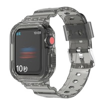 适用苹果apple watch8/9手表带iwatch7/6/5/se/3/4代s8一体硅胶透明手表s7保护套ultra男女款s6智能运动49mm