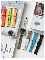 拼色硅胶纯色硅胶表带适用iwatch保护壳s8苹果手表applewatch9