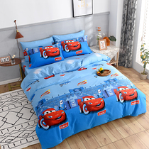 儿童卡通床上用品纯棉全棉四件套防滑床笠被套床单枕套汽车轻松熊