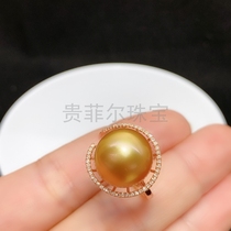 18k金 圆13mm 18K白金玫瑰金  珍珠戒指空托 成品 可代镶嵌 V
